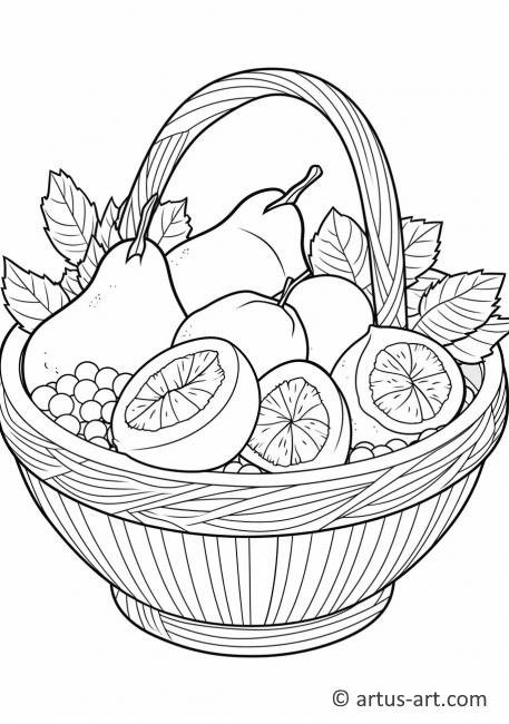 Página para Colorir de Cesta de Frutas